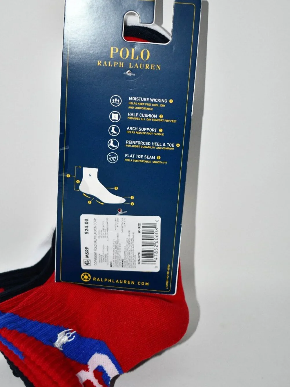 Polo Ralph Lauren, this 3-pack of socks in Sash stripe detail #824652PK NWT